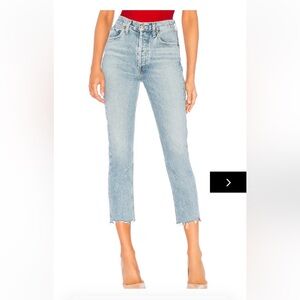 Agolde Riley High-Rise Straight Leg Jeans in Zephyr size 27